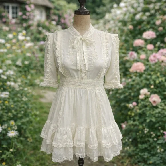 Sunday Best “Tauriel” White Ruffled Tiered Mini Dress - Picture 1 of 9